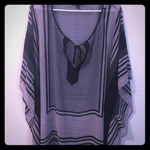 Navy and white blouse by Lane Bryant